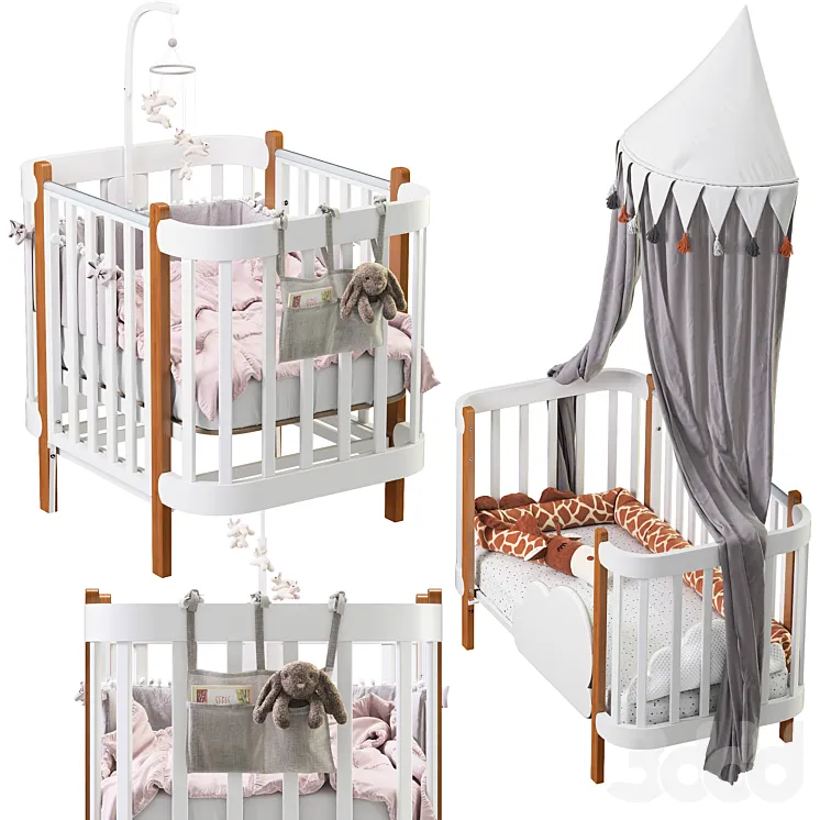 Кроватка-трансформер MOMMY LUX happy baby - Кровати - 3D модель-3
