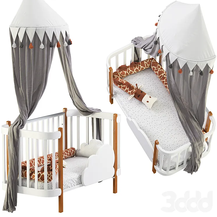 Кроватка-трансформер MOMMY LUX happy baby - Кровати - 3D модель-2