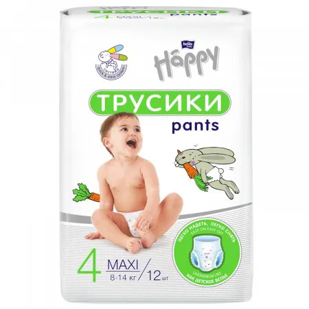 Подгузники-трусики BELLA HAPPY BABY 8-14кг 12шт 4 MAXI,Pants-0